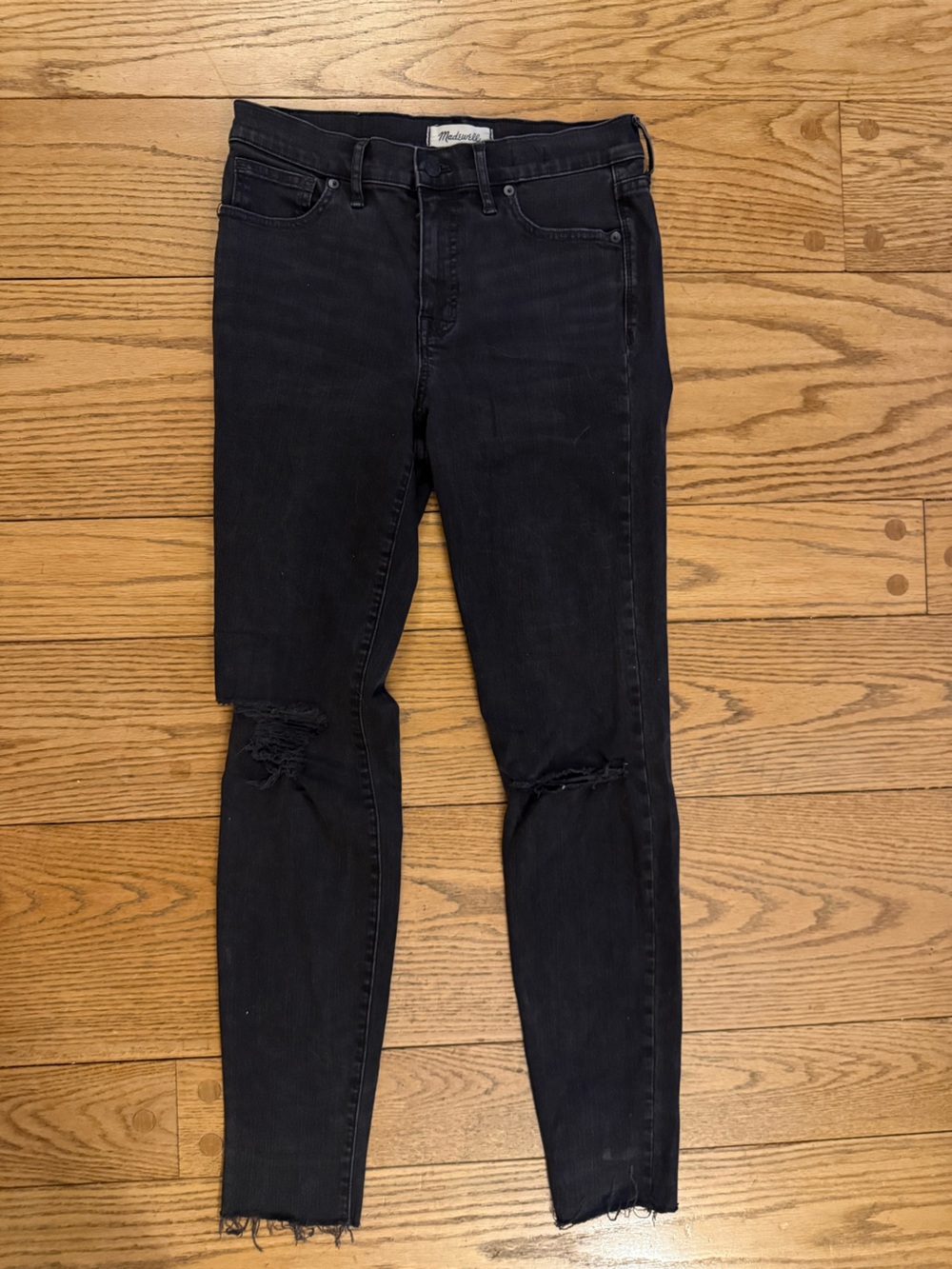Madewell Black Ripped High-Rise Skinny Jeans